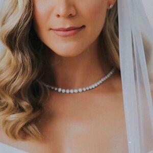 Untamed Petals Cubic zirconia 17” silver necklace